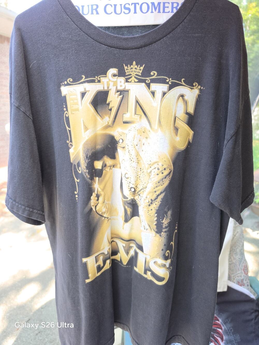 T-shirt black cotton L Elvis Presley TCB The King